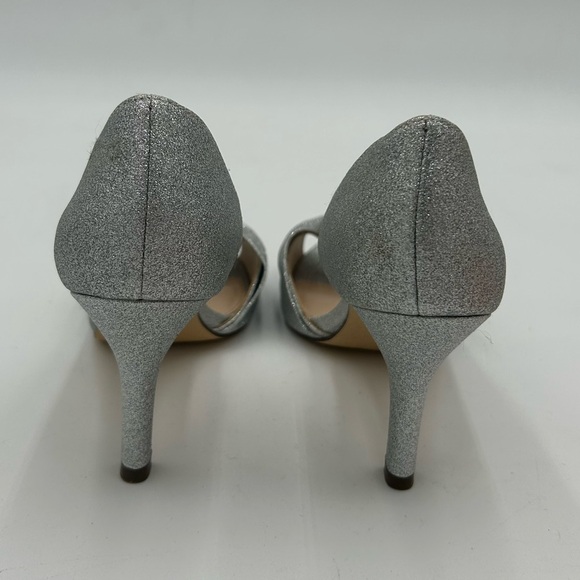 Nina Fay Silver Glitter Bow Peep Toe Heels - Picture 4 of 9